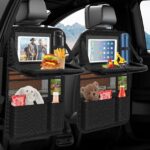 Oneyus Autositz Organizer 2er Set mit Klapptisch – Rückenlehnenschutz wasserdicht für Kinder