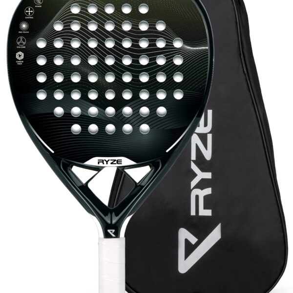 RYZE Pegasus Padelschläger 360g – Kohlefaser Racket mit Anti-Shock-Technologie