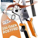 CRAFTUS Ösenzange Set mit 200 Metallösen Ø 10mm – Profi-Ösenpresse aus gehärtetem Stahl