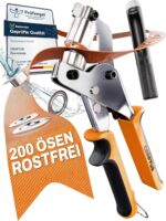 CRAFTUS Ösenzange Set mit 200 Metallösen Ø 10mm – Profi-Ösenpresse aus gehärtetem Stahl