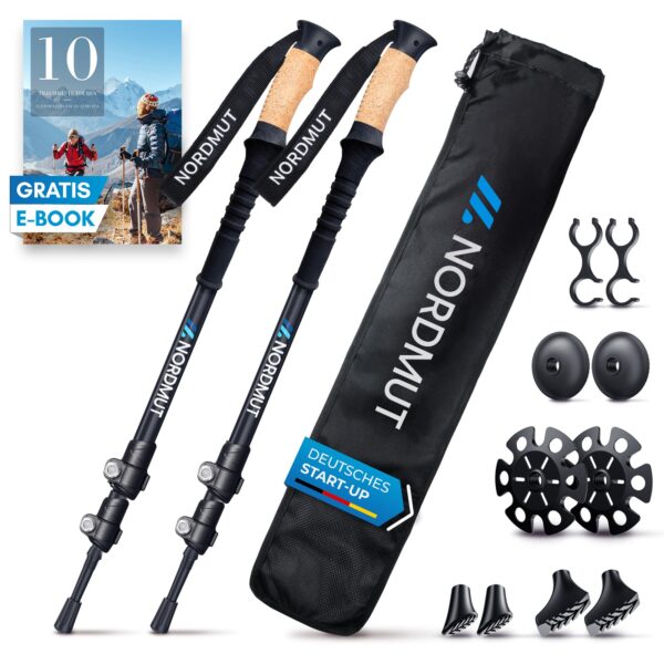 NORDMUT Teleskop-Wanderstöcke aus Aluminium – Leichte Nordic-Walking-Stöcke für Damen & Herren