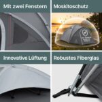 JUSTCAMP Scott 4 Dark – Kuppelzelt für 4 Personen mit Lichtschutz & Vorraum – Bild 6