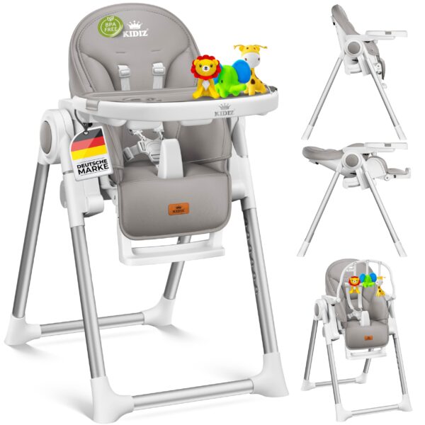 KIDIZ 3in1 Hochstuhl mit Spielbügel – Mitwachsender Kinderhochstuhl von 0–36 Monate