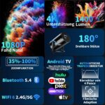 coolid Mini Beamer 4K – Tragbarer Projektor mit WiFi 6, Bluetooth 5.4 & 1400 Lumen – Bild 2