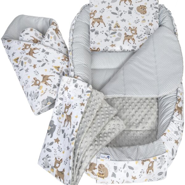 Medi Partners Babynest 100x60cm – 5-teiliges Kuschelnest aus Bio-Baumwolle für Neugeborene