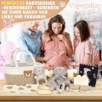 Baby-Geschenkkorb mit Windel-Caddy, Sensorikbuch & Meilensteinkarten – Unisex Neugeboreneset – Bild 2