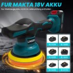 L1NXIXI 6 Zoll Orbital Poliermaschine für Makita 18V – 8 Geschwindigkeiten & 27er Set – Bild 5