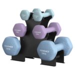 SONGMICS Kurzhantel Set 12 kg mit Hantelständer – Hexagon Gusseisen für Heimtraining