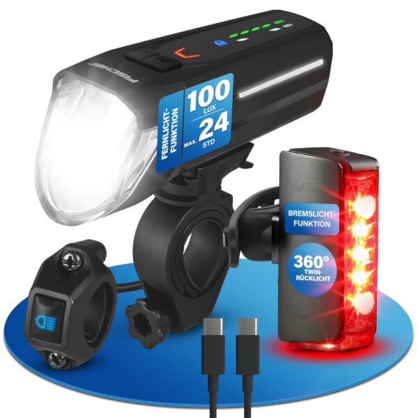 Fischer Twin Stop 100 Lux LED-Beleuchtungsset – StVZO-zugelassen mit Sensormodus