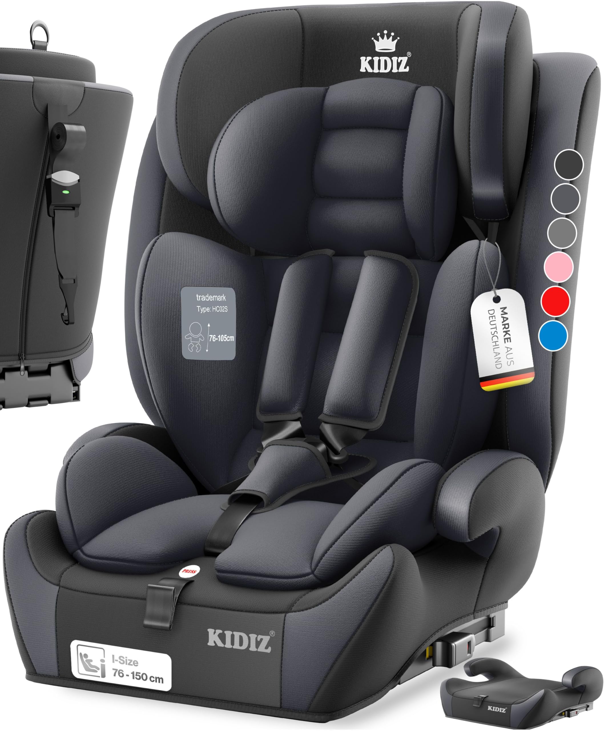 81KC-88UfLL._SY2560_.jpg KIDIZ Autokindersitz i-Size mit Isofix 100-150cm – Mitwachsender Kindersitz Gruppe 1/2/3 – Bild 1