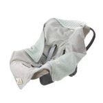 LÄSSIG Baby Einschlagdecke 85x85 cm – Bio-Baumwolle mit Kapuze für Autositz