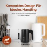 LEBENLANG Reise-Wasserkocher 0,5L Edelstahl – 600W Energiesparend für Unterwegs – Bild 2