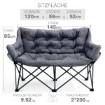EVER ADVANCED Campingsofa 145cm – Faltbares 2-Sitzer Faltsofa 400kg belastbar – Bild 3