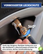 GERCHWAY Reifenfüller mit Manometer 0-10 bar – Profi-Druckluftprüfer mit 50 cm Schlauch – Bild 4