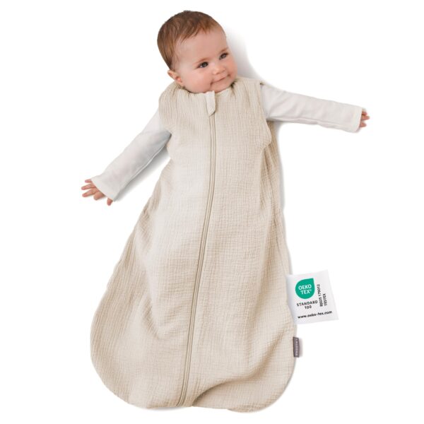 LaLoona Sommerschlafsack Mull ärmelslos – 0.5 TOG Babyschlafsack aus Bio-Baumwolle