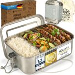 Dimono Lunchbox 2400ml – Auslaufsichere Edelstahl-Bento-Box mit Trennfächern