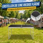 120 x 60 cm Aluminium Klapptisch mit 3-fach Höhenverstellung – Multifunktionstisch für Camping & Garten – Bild 9