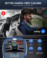 LENCENT Bluetooth 5.4 FM Transmitter 48W – Kabelloser Auto Adapter mit Schnellladen & Freisprechanlage – Bild 6