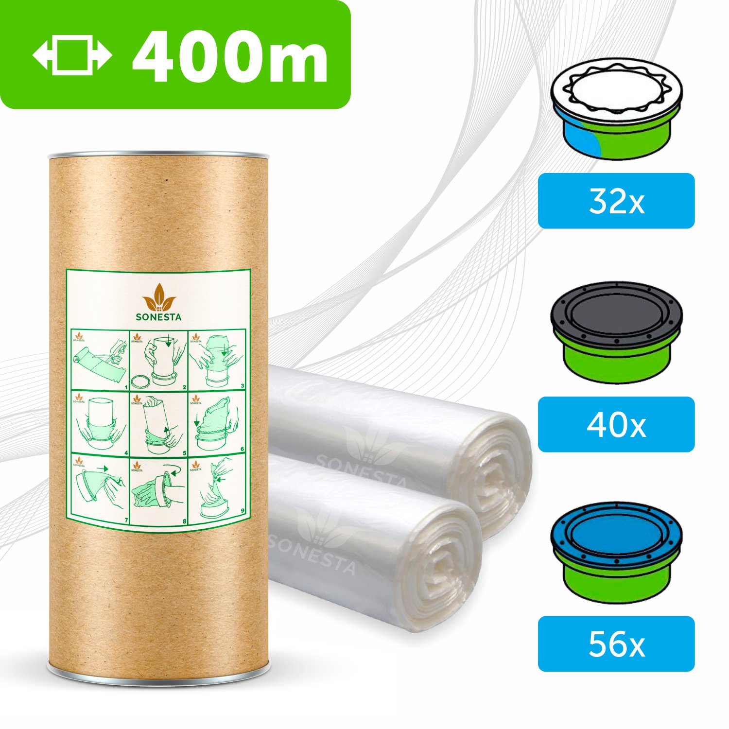 81KvkKH474L._SY1500_.jpg 400m ECO Nachfüllfolie für Windeleimer – Universal kompatibel mit Tommee Tippee – Bild 1