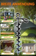 Payivsve Schwerlast Bodenanker 4er Set – Sturmfeste Erdanker mit Gurten für Trampoline & Vordächer – Bild 6