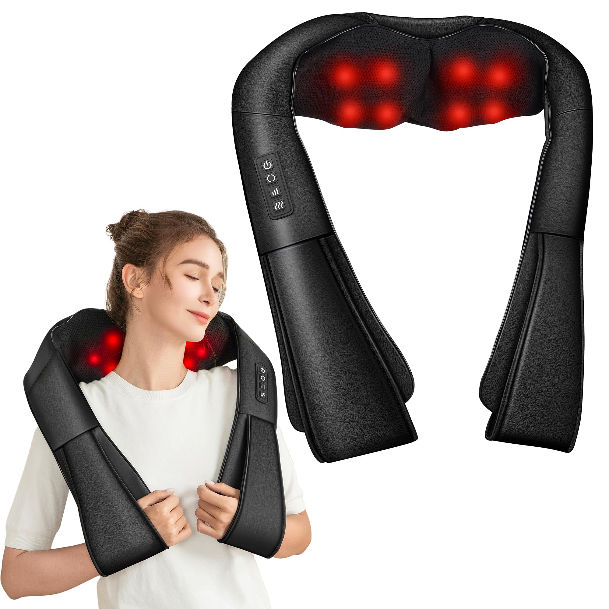 81LE2Ir6VYL._SY2000_.jpg Brelley Nackenmassagegerät mit Wärmetherapie – 3 Intensitäten & bidirektionale Rotation – Bild 1