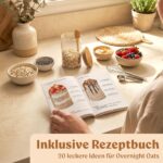 EDELHAUS Overnight Oats Gläser Set 4x500ml mit Bambusdeckel, Löffeln & Etiketten – Bild 6
