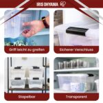 Iris Ohyama 15L Aufbewahrungsboxen 4er-Set – Stapelbar mit Sicherheitsclips & BPA-frei – Bild 4
