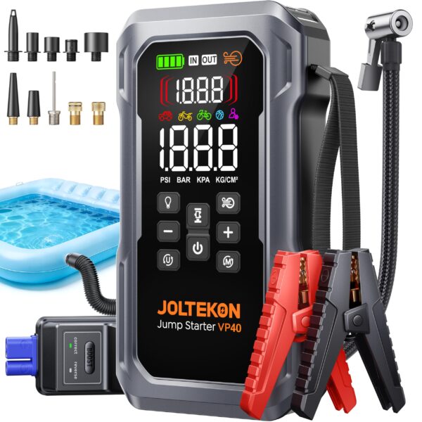 Joltekon VP40 Auto Starthilfe 7000A mit Kompressor, Gebläse & Powerbank – 12V