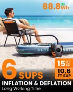 OutdoorMaster Shark 2S 88,8Wh SUP Pumpe – Elektrische Akku-Pumpe für 6 Boards mit Auto-Off – Bild 2