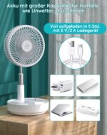 Primevolve 8" Oszillierender Standventilator mit Fernbedienung – Tragbar & Leise für Reise – Bild 6