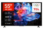 TCL 55V6C 55 Zoll 4K HDR Smart TV – Direct LED Fernseher mit Google TV & Gaming