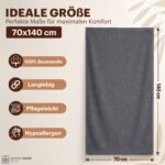 NatureMark 4er Duschtuch-Set 70x140cm – 100% Baumwolle Anthrazit Grau – Bild 2