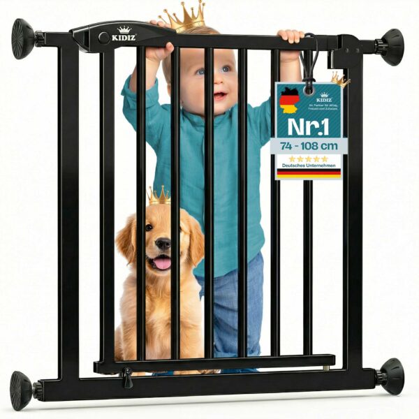 Kidiz Treppenschutzgitter 88–94 cm – Sicherheitsgitter ohne Bohren für Kinder & Hunde