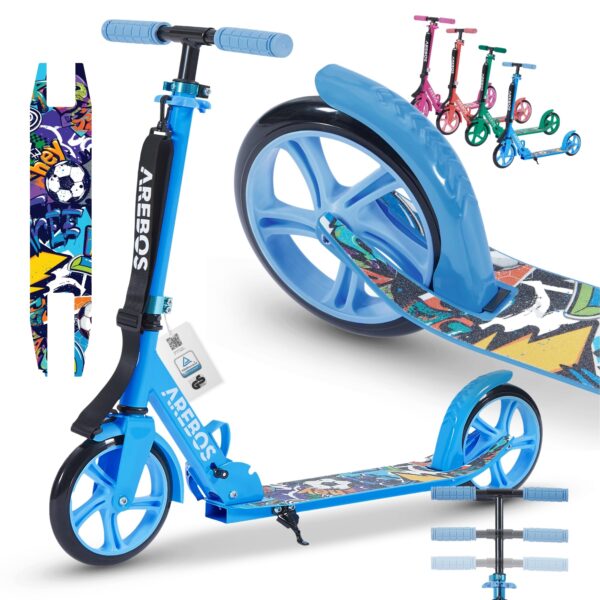 Arebos Cityroller höhenverstellbar mit XXL-Rädern – Klappbarer Tretroller bis 100 kg