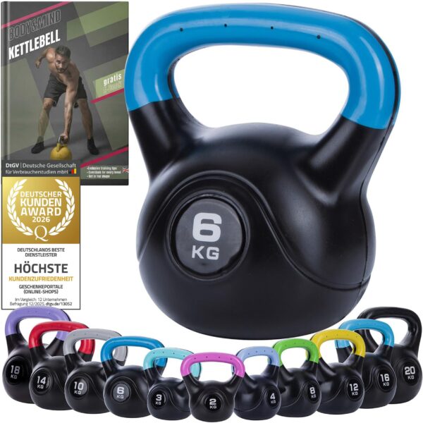 Body & Mind Kettlebell 2-20 kg – Profi Kugelhantel für intensives Krafttraining