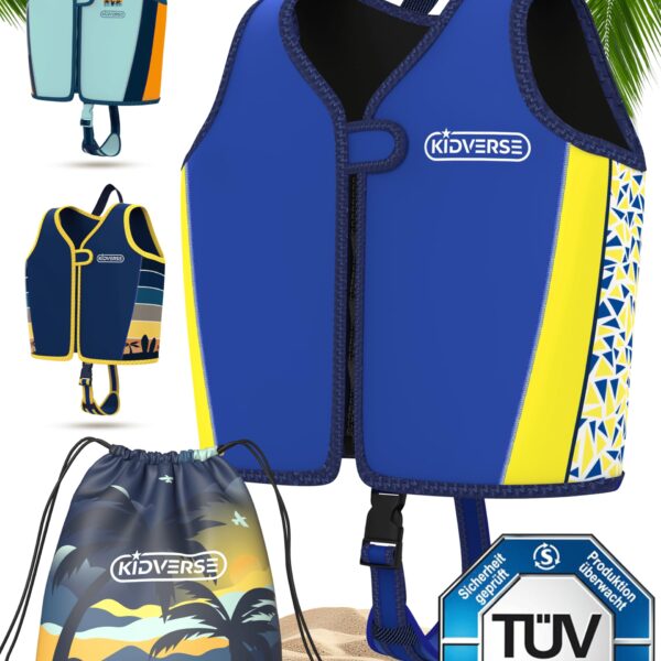 KIDVERSE Schwimmweste Kinder – TÜV-geprüfte Schwimmhilfe mit verstellbarem Auftrieb ab 2 Jahren