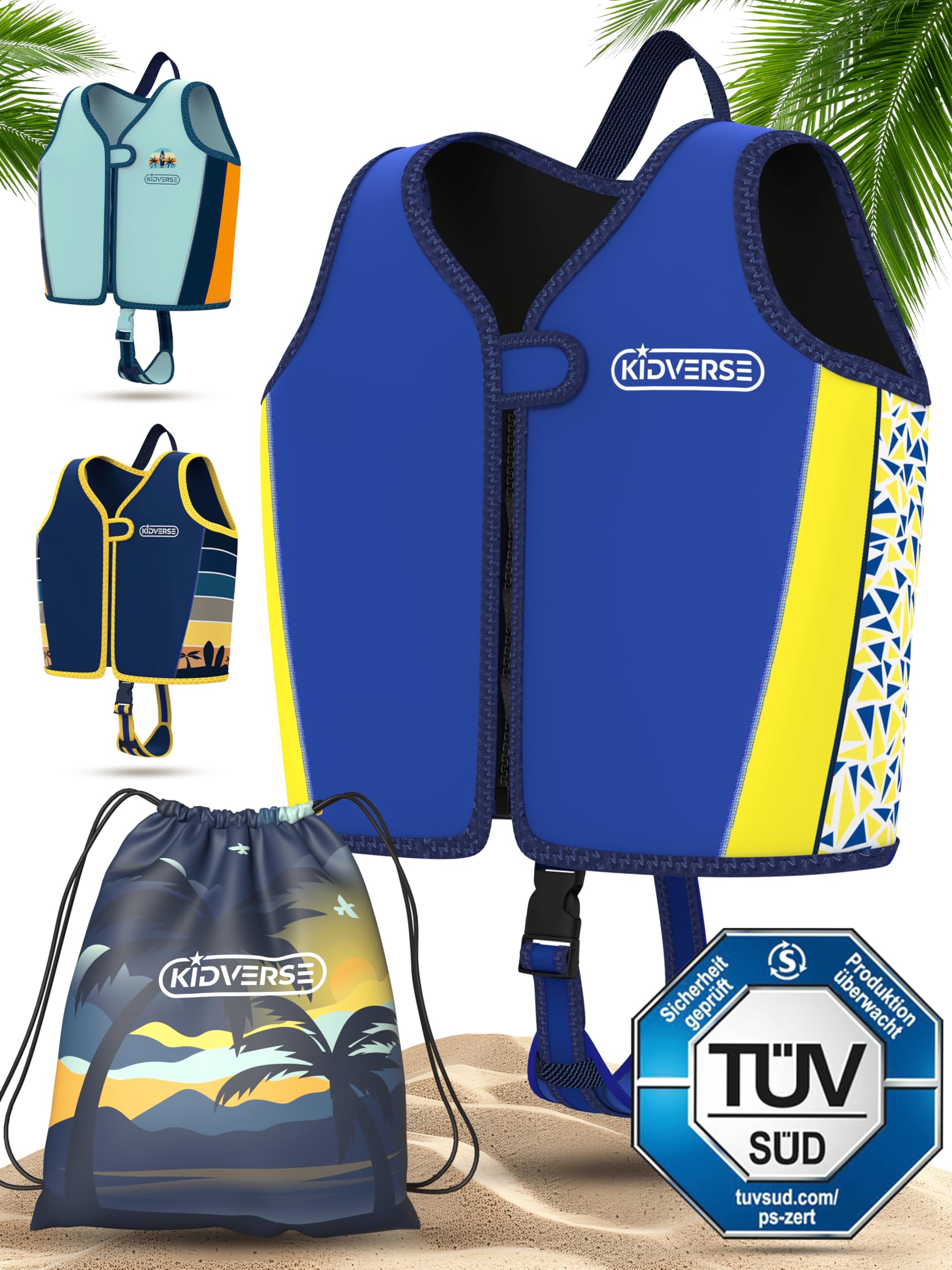 81MS1kLFQ5L._SY2560_.jpg KIDVERSE Schwimmweste Kinder – TÜV-geprüfte Schwimmhilfe mit verstellbarem Auftrieb ab 2 Jahren – Bild 1