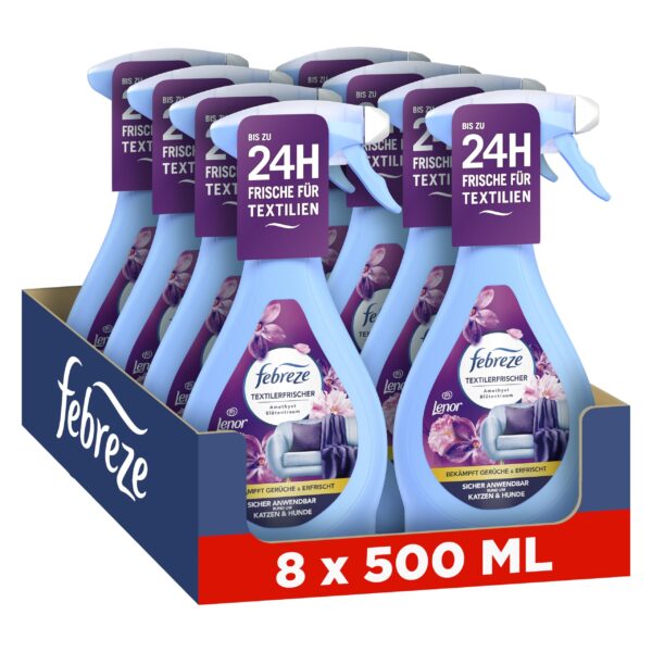 Febreze Textilerfrischerspray 8x500 ml Lenor Amethyst Blütentraum – Geruchsentferner
