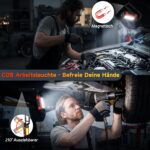 Daphomeu LED Werkstattlampe 2er Set – 1000 Lumen COB Inspektionsleuchte mit Magnetfuss – Bild 3