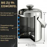 SilverRack Edelstahl Eiswürfelbehälter 1,3l mit Deckel & Zange – Premium Eiskühler – Bild 2