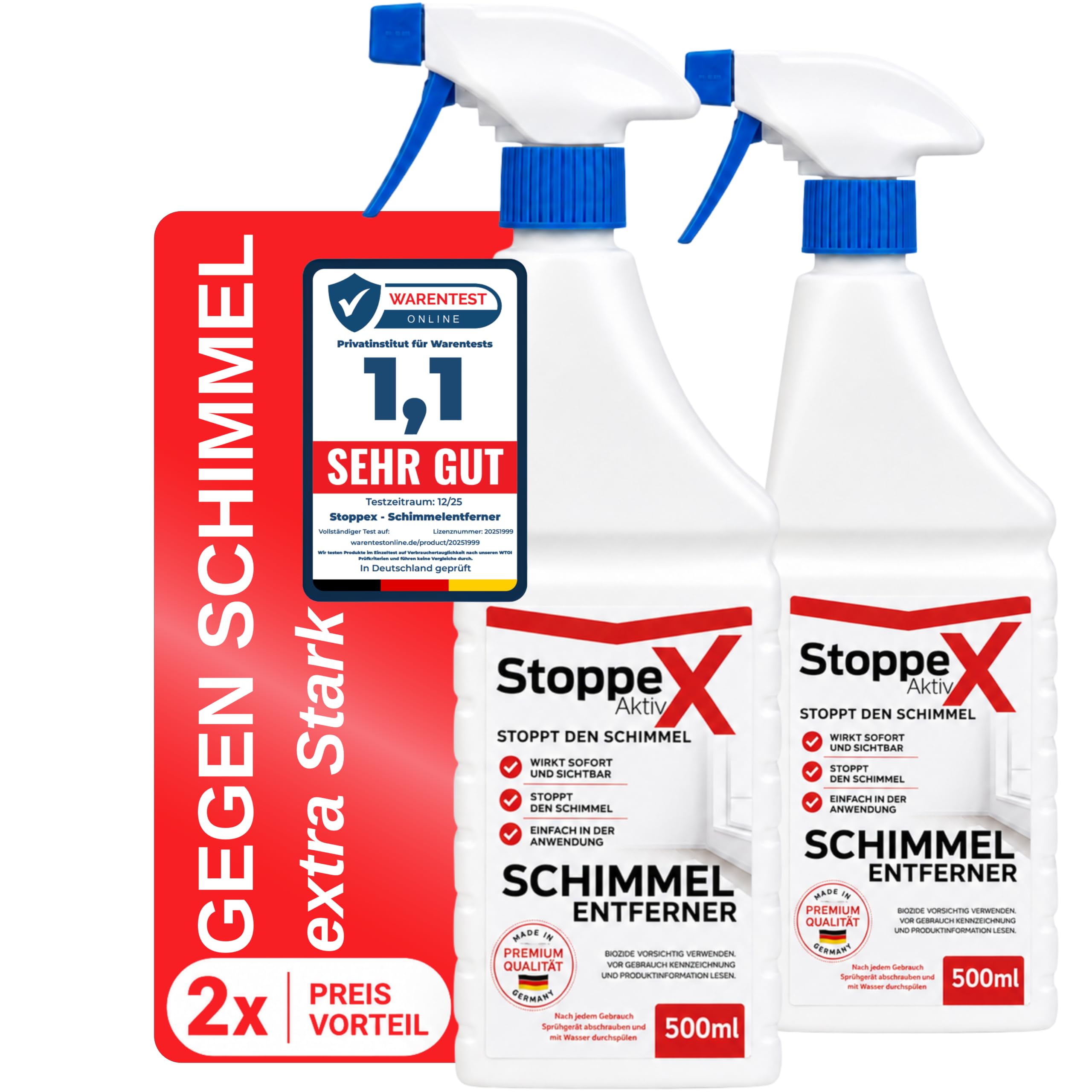 81NSkhicr0L._SY2560_.jpg Stoppex Profi Schimmelentferner – Chlorhaltiges Anti-Schimmel Spray für Bad & Fugen – Bild 1