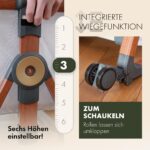 KUNU® Beistellbett 3-in-1 mit Wiegefunktion – Höhenverstellbares Reisebett mit Rollen – Bild 3