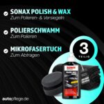 SONAX Polish & Wax Color Schwarz 500ml Set – Autopolitur mit Polierschwamm & Mikrofasertuch – Bild 2