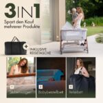 KUNU® Beistellbett 3-in-1 mit Wiegefunktion – Höhenverstellbares Reisebett mit Rollen – Bild 2