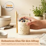 EDELHAUS Overnight Oats Gläser Set 4x500ml mit Bambusdeckel, Löffeln & Etiketten – Bild 4