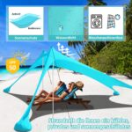 3×3m Strandzelt UV-Schutz riggoo – Sonnenschatten für 5–8 Personen – Bild 3