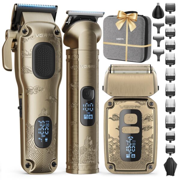 VGRPRO Profi Haarschneidemaschine & Trimmer Set – Kabellos mit Folienrasierer für Salon-Qualität
