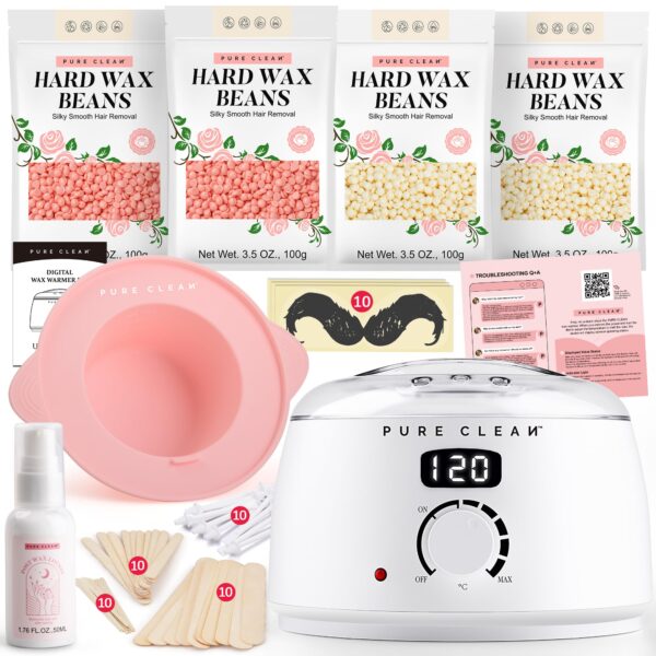 PURECLEAN Waxing Set – Digitale Wachsmaschine mit 4 Wachsperlen-Packungen & Nachwachspflege