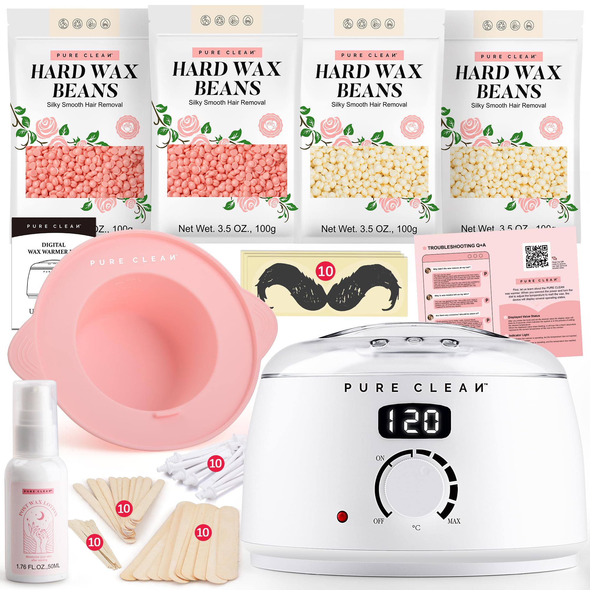 81OZvSUXy-L._SY2000_.jpg PURECLEAN Waxing Set – Digitale Wachsmaschine mit 4 Wachsperlen-Packungen & Nachwachspflege – Bild 1