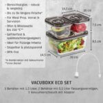 Caso VacuBoxx Eco-Set – 3 Vakuumbehälter aus Borosilikatglas mit Schlauch & Adapter – Bild 3